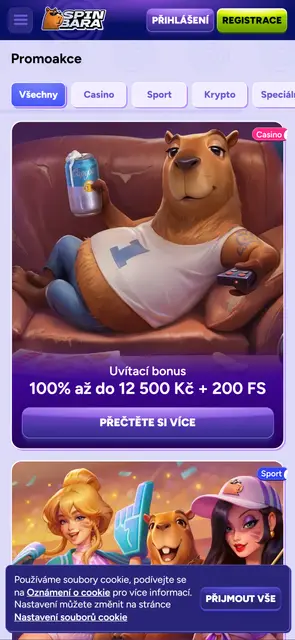 Přehled promoakcí s uvítacím bonusem na webu Spinbara